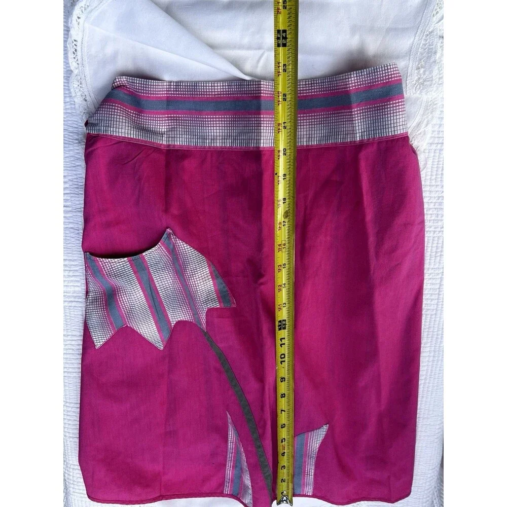1960s Handmade Reversible Hostess Apron Pink Heart Pocket Tulip Retro Vintage